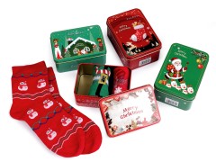                               Emi Ross karácsonyi zokni fém dobozban - 3 pár Ajándékötletek