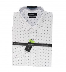            NM h.u slim elasztikus ing - Fehér aprómintás Slim, Smart fazon
