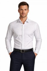             NM h.u slim elasztikus ing - Fehér aprómintás Akciós ing