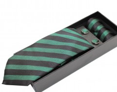                          NM nyakkendő szett - Zöld-fekete csíkos Nyakkendők esküvőre
