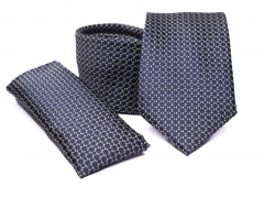    Prémium nyakkendő szett - Kék-barna aprómintás 