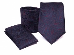    Prémium nyakkendő szett - Sötétkék-bordó mintás Szettek