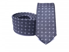    Prémium slim nyakkendő - Kékesszürke kockás 