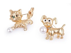 Csiszolt köves kitűző gyönggyel 