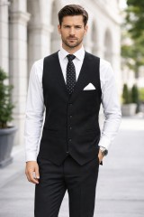                Newsmen férfi szövet mellény - Fekete 