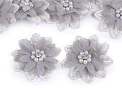 Virág gyöngyökkel 10db/csomag - Szürke 