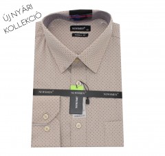             NM h.u normál fit elasztikus ing - Világosbarna aprómintás Mintás ing