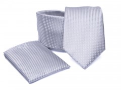    Prémium nyakkendő szett - Ezüst aprókockás 