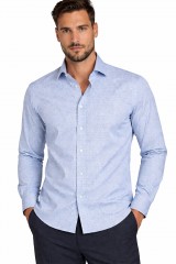             NM h.u normál fit elasztikus ing - Kék mintás Normál fazon