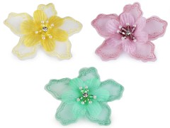 VIrág gyöngyökkel és kövekkel - 10 db/csomag 