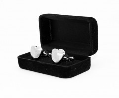             Mandzsettagomb díszdobozban - Ezüst szív Mandzsetta, Nyakkendőtű