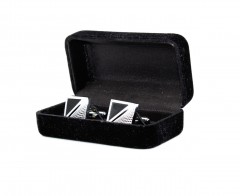             Mandzsettagomb díszdobozban - Ezüst-fekete Mandzsetta, Nyakkendőtű