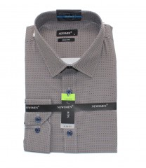             NM h.u slim fit elasztikus ing - Barna aprómintás Slim, Smart fazon