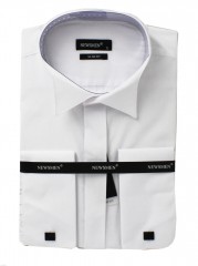                    Newsmen slim fit szmoking mandzsettás ing - Fehér 
