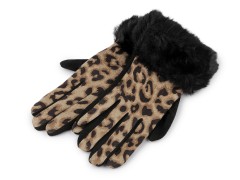 Női kesztyű műszörmével - Tigris mintás 