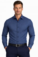             NM h.u slim elasztikus ing - Sötétkék mintás Slim, Smart fazon