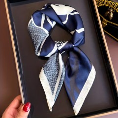   Unisex exklúzív szatén sál - Kék mintás Férfi kesztyű, sál