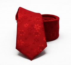                    NM slim szövött nyakkendő - Piros virágmintás 