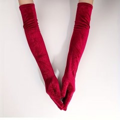    Hosszú bársony alkalmi kesztyű - Piros Női alkalmi kesztyű