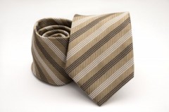 Prémium nyakkendő - Világosbarna-drapp csíkos 