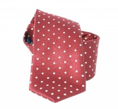               Goldenland slim nyakkendő - Meggybordó pöttyös Aprómintás nyakkendő